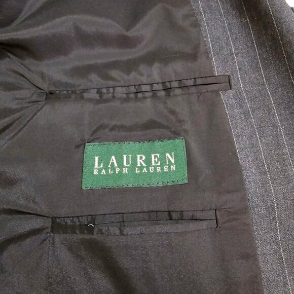 Ralph Lauren Gray Wool Pinstripe Single Breasted Blazer Sz 44L - Picture 10 of 11